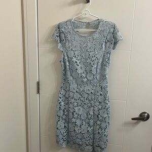 Lulu's Light Blue Floral Lace Mini Dress